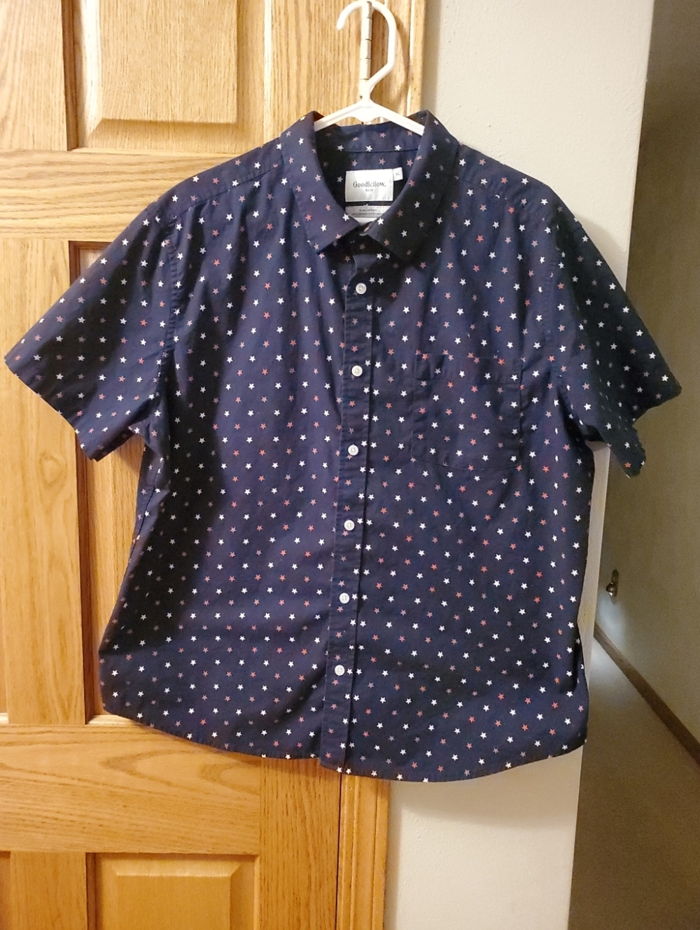 Goodfellow & Co Men's Navy Stars Patriotric XL Slim Fit Button Up Oxford Shirt